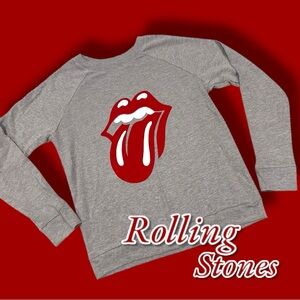 NWOT T&B Rolling Stones 🎸Crew Neck Sweatshirt in Heathered Grey. Size Small